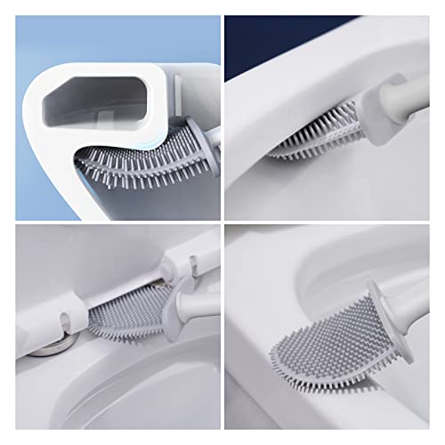 Silicone Flex Toilet Brush and Holder Set, Wall Mounted, Deep Cleaning (Black) - Image 3