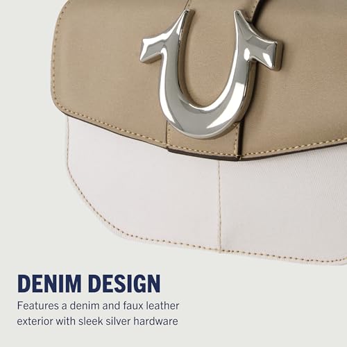 Image of True Religion Women's True Religion Saddle Bag, Women's Denim and Faux Leather Crossbody Purse With Adjustable Shoulder Strap