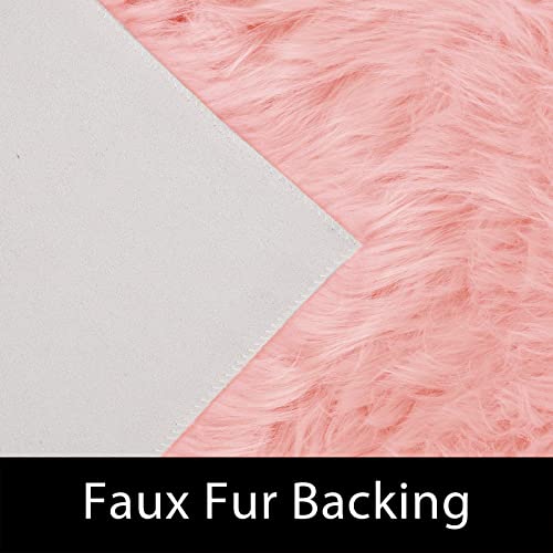 Latepis Pink Living Room Rugs Faux Fur Rug 5x6.7 Area Fuzzy Rugs for Teen Room Faux Sheepskin Rug for Living Room Sofa Floor Bedroom Luxury Home Decor