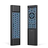 iPazzPort Wireless Air Mouse with Keyboard - 2.4G & Bluetooth Dual Mode, 7-Color RGB Backlit, 6-Axis Motion Control, Responsive Keys for Smart TV, Android Box, PC （ 2X AAA Battery Powered）