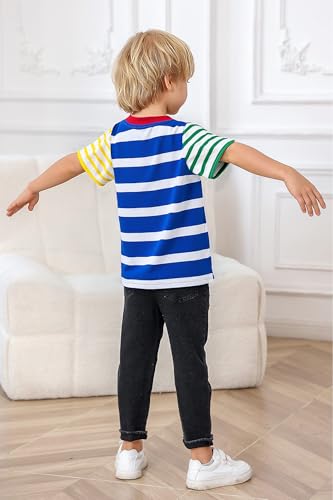Kids4ever Boy Striped Tshirt Short Sleeve Round Neck Shirt for 2-6 Years Kids4