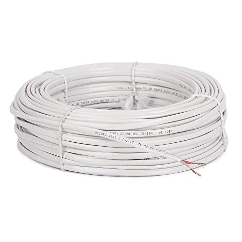 Image of OXCORD Twin Flat 2 Core Copper Wires and Cables for Camera 75mm (60 Yard / 54.86 Meter / 180 Feet)