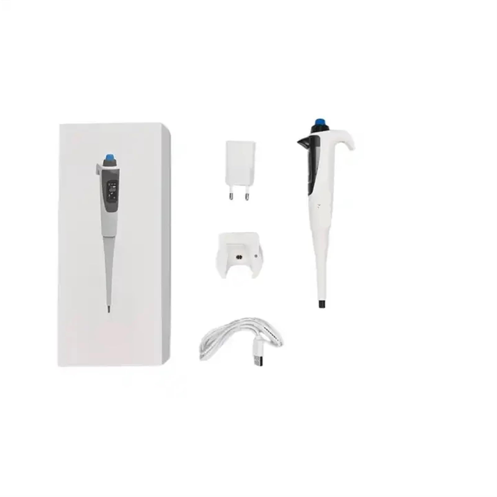 Pipeta eléctrica de laboratorio de alta precisión, pipeta electrónica ajustable automática, 0.1-10μL para transferencia de líquidos, ideal para investigación y pruebas