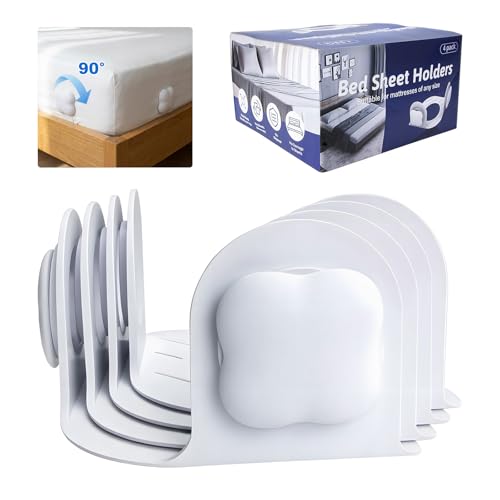 USUAUU 4Pcs Twist-Lock Bed Sheet Holders & Corner Grippers, Universal Fit All Mattress Sizes, No-Clip Design Stops Shifting for Tight Fit, Easy Installation
