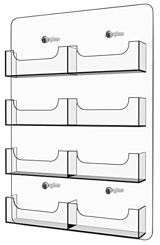 Jacose Acrylic Business Card Holder Wall Mount Clear Sticker Display Marketing Holder Acrylic Card Organizing Sticker Display Stand Pre Drilled Index Card Storage (8 Pockets) #TOP2