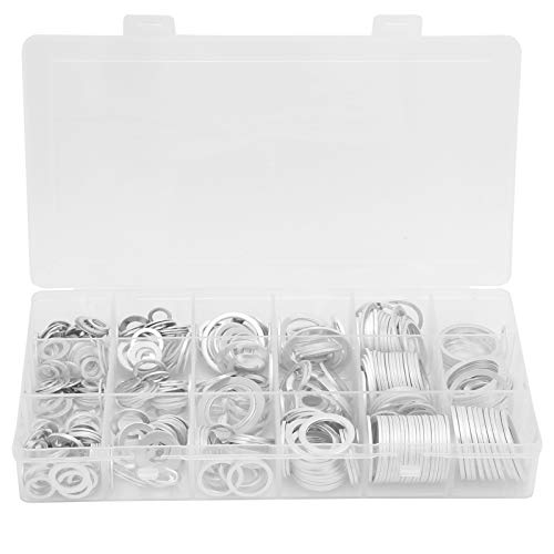 450Pcs Aluminum Washer Set, High Temperature Assortment, Industrial Supplies, Aluminum Washer Assortment with Plastic Storage Box, for Vibration Load and Alternating Loa