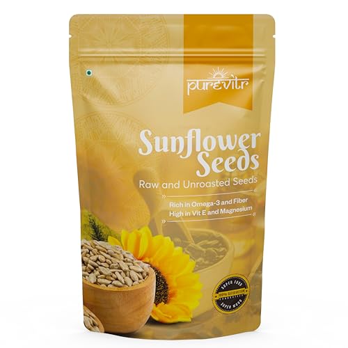Image of Purevitr Sunflower Seeds | 400g | Raw Sunflower Seeds for Eating | Protein-Rich, High in Vitamin E, Fiber & Antioxidants | Healthy Snacks | No Preservatives (Pack of 1)