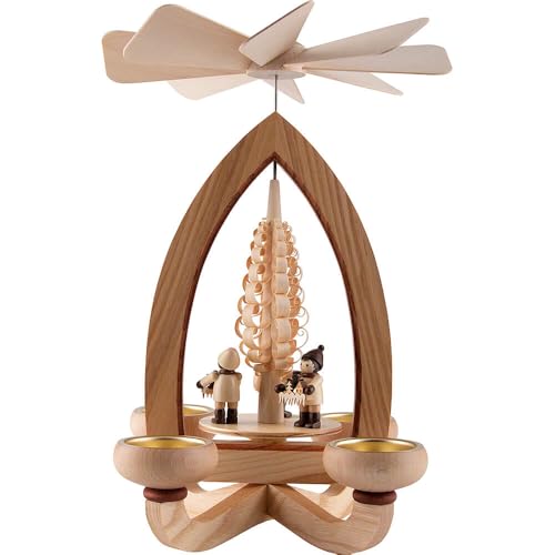 Erzgebirge Palast 1-stöckige Pyramide Striezelkinder - Natur - 28 cm