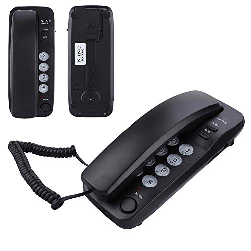 Teléfono fijo con cable para pared y escritorio, negro miniatura 7