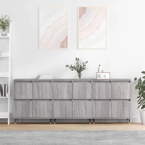 Xichuzi Aparadores 3 Piezas Madera contrachapada Gris Sonoma, Aparadores para Salon, Aparador Entrada Recibidor, Aparador Cocina, Vitrinas para Salon, Muebles Auxiliares 3190195