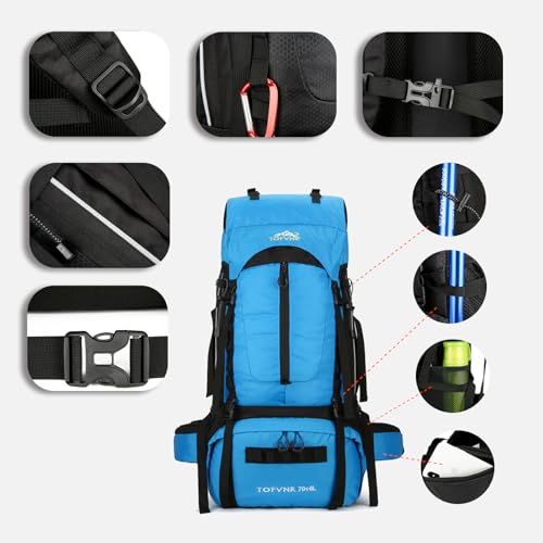 Mochila de senderismo 75L ligera y resistente al agua miniatura 5