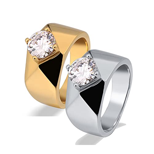 Bague acier inoxydable unisexe géométrique résistante à l'eau.