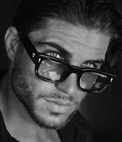 Image of Classic Style Men Demo ARC Glass Blue Light Blocking Retro Square Eyeglasses Computer Gaming Acetate Eyewear Frames Anti Glare Unisex medium