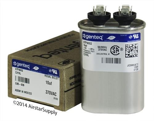 Packard POC10 - 10 uF MFD x 370 VAC Genteq Replacement Capacitor Oval # C310L   97F9002