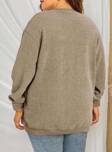 Image of Eytino Women Plus Size Sweatshirt Oversized Crew Neck Long Sleeve Tops