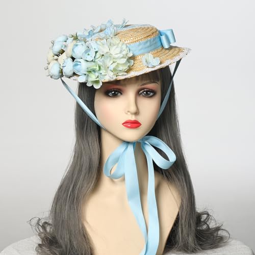 Sombrero de paja con lazo para mujer y niña miniatura 3