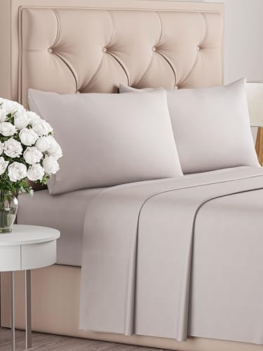 Juego de Sabanas 4 Piezas Cama 180x200 - Sábana Bajera, Sábana Encimera y 2 Fundas Almohada 50x80 - Microfibra Suave Transpirable Antiarrugas - Ropa de Cama Colchón hasta 35cm - Oeko-Tex - Gris Claro