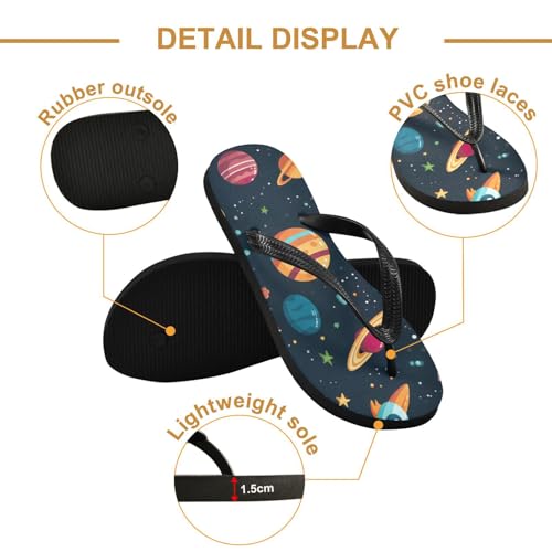 Space Planets Beach Summer Casual Flip Flop Sandals Non-Slip Quick Dry for Women Men 214B25612
