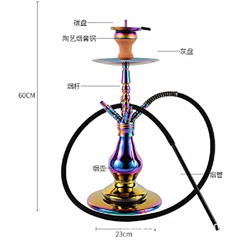 Araber Luxus 23,6" Arabische Shisha Set mit 1 Schlauch Glas Shisha-Kit Mit Shisha Zubehör (Galvanisieren Bunt) – Bild 3