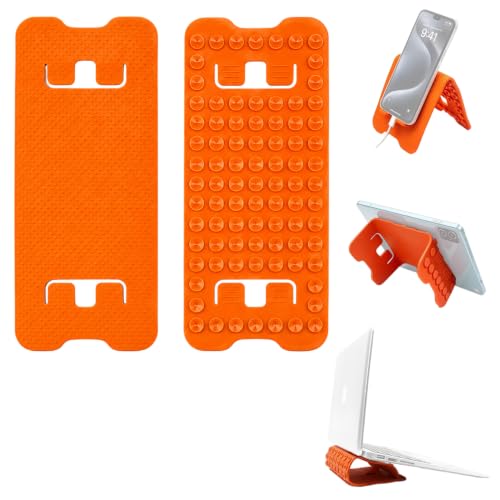 Image of ZORBES Foldable Double-Sided Usable Silicone Phone Holder with Suction | Multi-Position Adjustable Non-Slip Mobile Phone Mount Suitable for Tablets, Treadmills, Desks