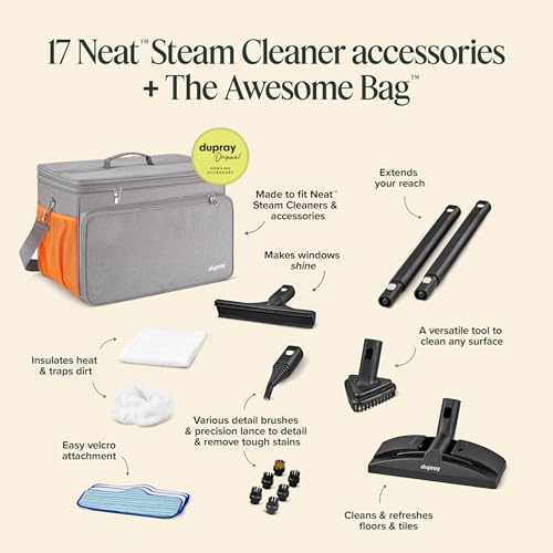 Image of Dupray Neat Steam Cleaner with the Awesome Bag, Multipurpose Steamer for Floors, Grout & Upholstery, Chemical-Free Cleaning, Large Tank, 18-Piece Accessory Kit