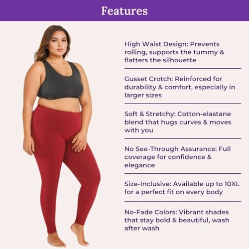 Image of Adira | Plus Size Leggings for Women | Plus Size Leggings for Women | High Waist | Ankle Length | Soft Cotton & Elastane Blend | Non-See-Through | Gusset Crotch Prevents Ripping