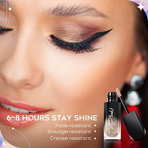 Eyeseek Liquid Eyeshadow Metallic Eye Makeup, Brilliant Cream Gel Shimmer Shadow Brightener - Rose Gold #TOP1