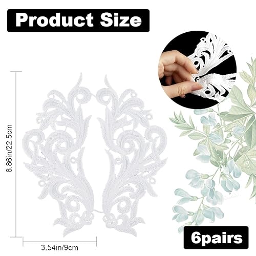 GORGECRAFT 6 works White Flower Lace Fabric Sewing Floral Patches Trim Applique Lace for Sewing Trims Wedding Dress Clothes DIY Decoration - Image 2