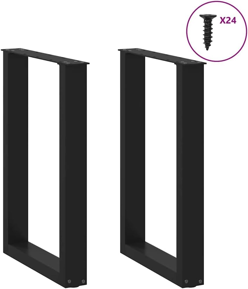 Coffee Table Leg Set of 2 Black Powder-Coated Steel Medium Dining Furniture Table Bases