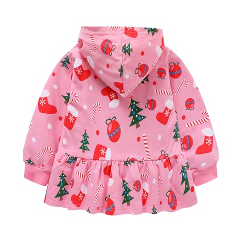 HILEELANG Toddler Girl Zip Up Hooded Sweatshirts Jacket With Ruffle Hem Cotton Lightweight Outwear2