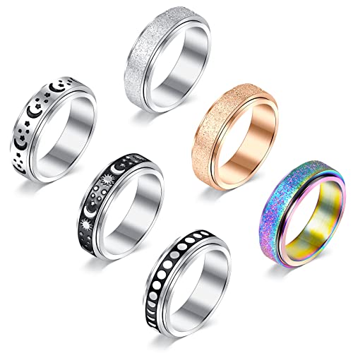 MODRSA Anxiety Ring Spinner Ring Fidget Ring for Anxiety Figet Ring Spin Rings for Anxiety Anti Stress Ring Anxiety Rings for Women Men Size 7