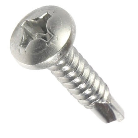 #10 x 1/2 Pan Head Self Drilling Tek Screws, Full Thread, Phillips Drive, Stainless Steel 410, Bright Finish, Self-Drilling, Quantity 50 Pieces by Fastenere