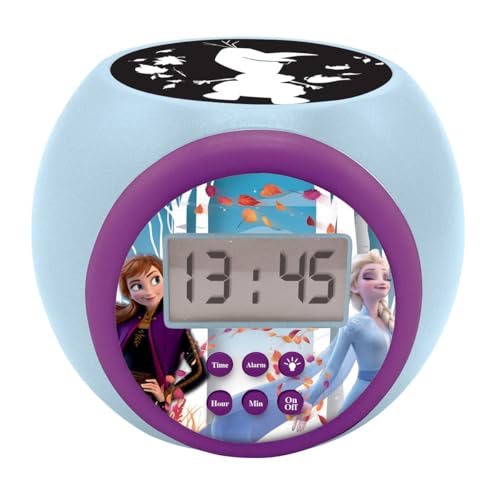 Lexibook - Disney La Reine des Neiges 2 Anna Elsa - Réveil-projecteur, avec Fonction Alarme et répétition Snooze, veilleuse avec minuterie, écran LCD, à...