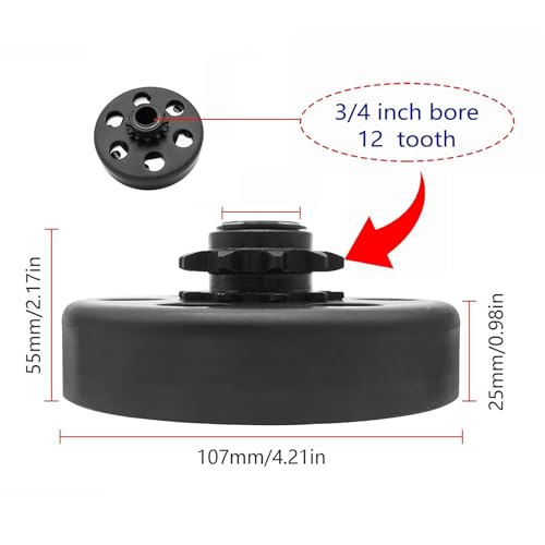 Sutmorly Go Kart Clutch 12 Tooth 3/4'' Bore with #35 Chain for 212 Predator Clutch 6.5HP for Honda GC GX for Go Kart/Mini Bike (with 2 Bolts) - Thumbnail 2