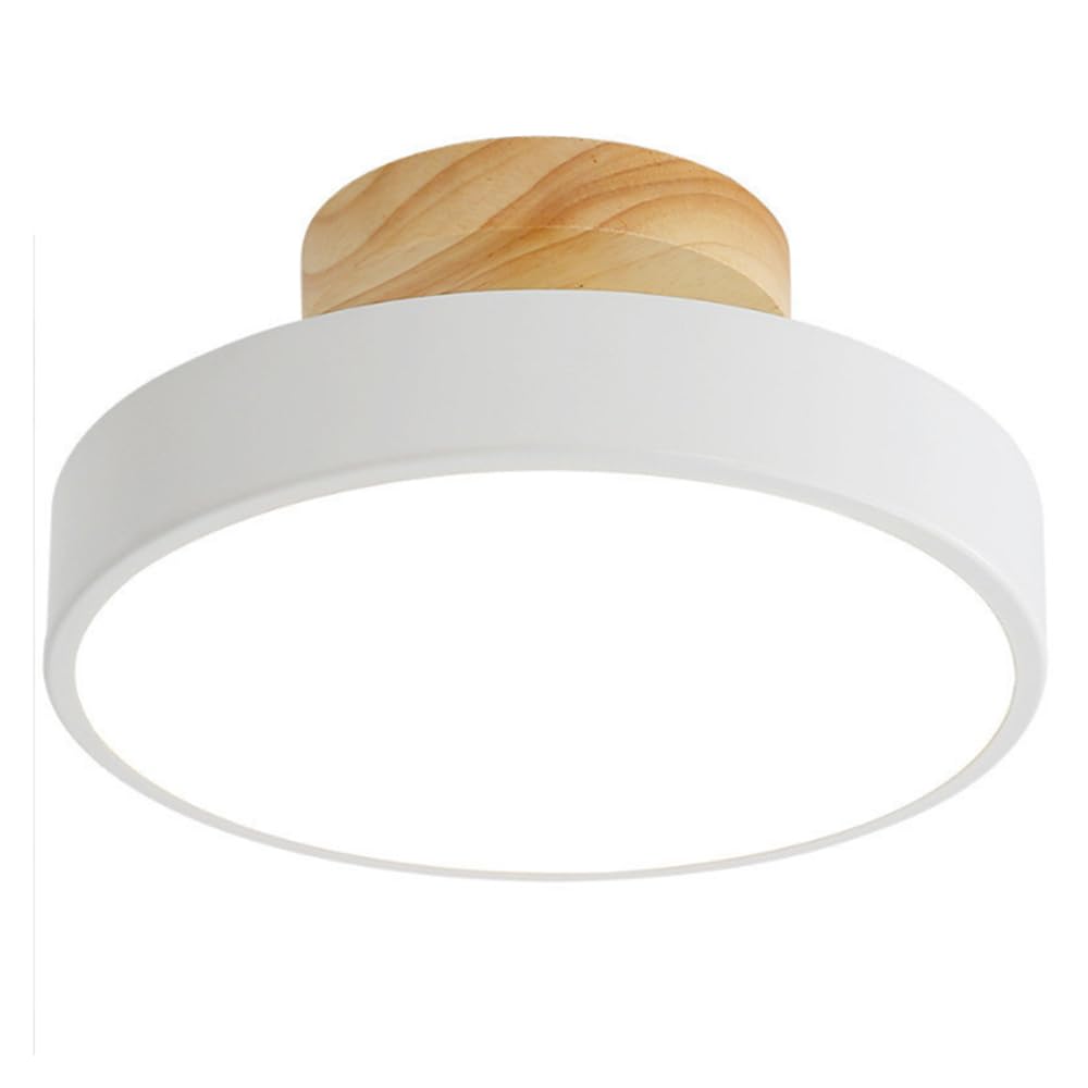 Plafonnier semi-encastré en bois pour entrée et escalier avec mini lustre 13W