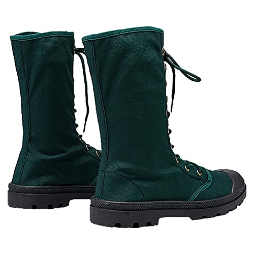 Image of Men's Women's Mid Calf Lace-Up Canvas Boots | Breathable,Durable, Outdoor Desert Boots, High-Top Sneakers
