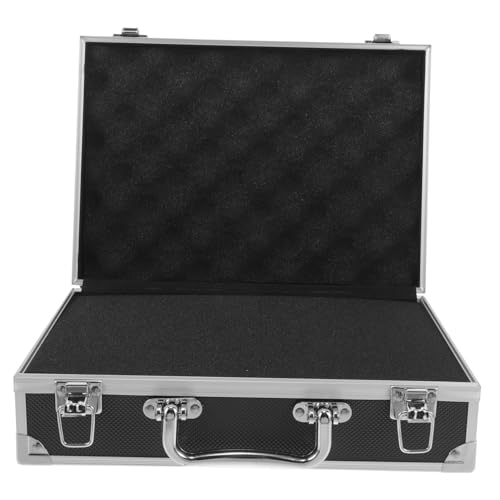 DOITOOL Rigid Tool Box Storage Case Aluminum Alloy Case for Men Hard Briefcases for Men Tool Box Wheels Black