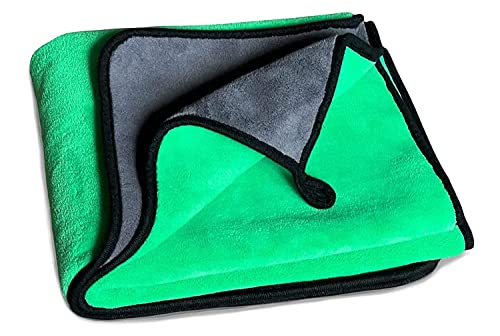 Image of Auto Hub Heavy Microfiber Cloth 500 GSM (Size 60cm x 40cm) /Pack of 1,for Car Cleaning and Detailing, Double Sided, Extra Thick Plush Microfiber Cloth Lint-Free, Color:- Green