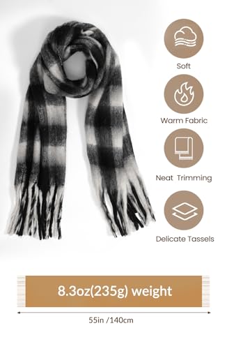 Women's Winter Scarfs, Mohair Vintage Scarf for Women and Men, Large Chunky Scarf Blanket Wrap3