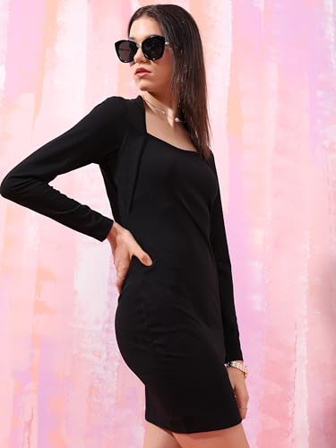Image of Tokyo Talkies Women's Long Sleeves Round Neck Solid Dresses | Stylish Dresses | Casual Dresses