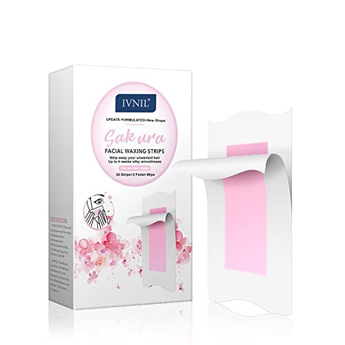 Ivnil Facial Wax Strips For Women, Hair Removal Waxing Strips for Face, For Eyebrow, Upper lip, Cheek, Chin, Underarm Hair, Contains 24 Count Hypoallergenic For All Skin Type
