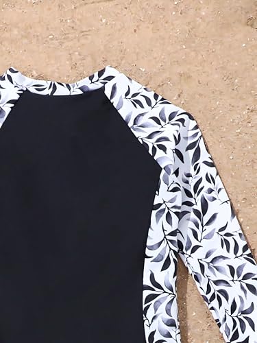 Image of SEGT Girl's Floral Long Sleeve Rash Guard with Bikini Bottom 2 Piece Swimsuit Set