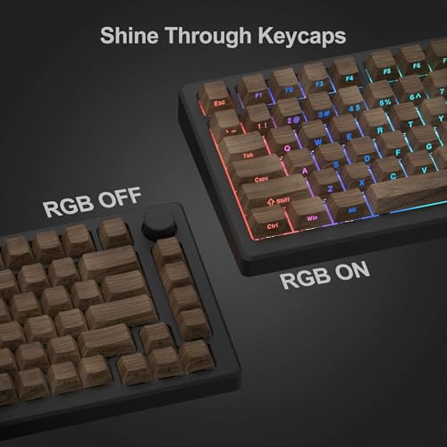 Image of dagaladoo Brown Keyboard keycaps,Double Shot PBT keycaps | Shine Through Keycaps dye-sub,Side Print,Cherry Profile keycaps for Mechanical Keyboard,Walnut Textures