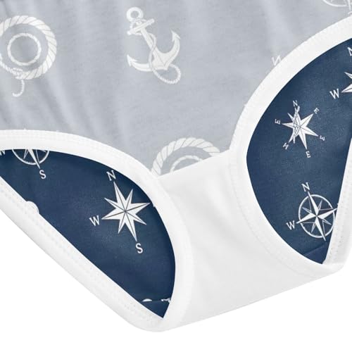 White Anchors Navy Blue Girl Underwear, Toddler Briefs, Girls Cotton Underwear, 2–8 Years4