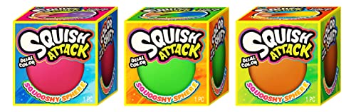 JA-RU Mini Color Changing Stretchy Balls Stress Relief (3 Balls) 2" Squish Attack Soft Bounce Squishy Stress Ball Pull & Stretch. Hand Therapy Autism Sensory Toys Fidget Ball Relaxing Toy 5561-3s
