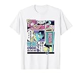 Hermoso diseño de anime o manga con paneles de cómic en un estilo retro de una niña y un niño en el teléfono y habla burbujas con personajes japoneses.