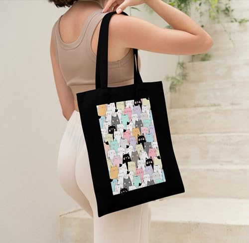 Image of TrendoPrint Canvas Tote Bags for Women with Zip, College Bag for Girls, 100% Organic Cotton Tote Bag for Shopping, Travel & Beach