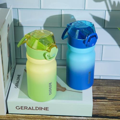 Image of BJPKPK 14 oz Insulated Water Bottle, Straw, Handle, Stainless Steel Flask | Leak Proof Locking Lid, Double Wall Vacuum, Keeps Hot /Cold, BPA Free, Dishwasher Safe, Travel & Sports, Sky