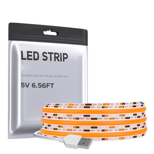 Tira de luces COB LED naranja 6.56FT USB DC5V miniatura 1