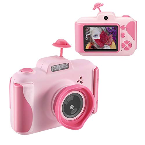 shumeifang Cámara Digital para Niños con 32GB Tarjeta TF & Acollador, 2 Objetivos Selfie 12 MP 2720P HD Video Cámaras, 2.4 Pulgada LCD Pantalla a Color, Carcasa de Silicona, Rosa Cover